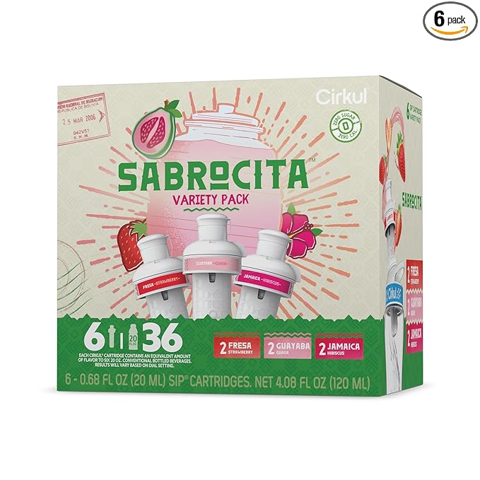 Cirkul Sabrocita Flavor Cartridge Variety Pack, 6-Pack (2 Strawberry, 2 Guava, 2 Hibiscus), No Sugar, Zero Calorie Drink Mix