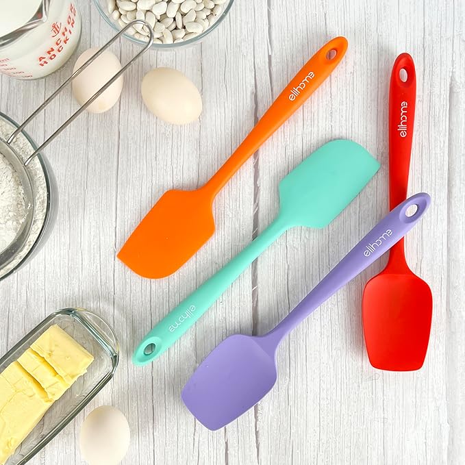 Elihome Classic Silicone Spoonula - Non-Stick Heat Resistant Silicone Scraper Spatula for Mixing, Serving, Scraping, Stirring, and More - 11 Inch, Red