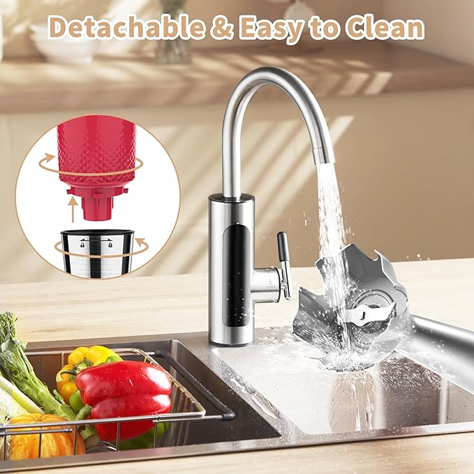 Cordless Immersion Blender Handheld: Powerful Rechargeable Electric Hand Blender, 21-Speed & 3-Angle Adjustable with Stainless Steel Blades for Milkshakes, Smoothies, Soup, Puree, Baby Food (Red)
