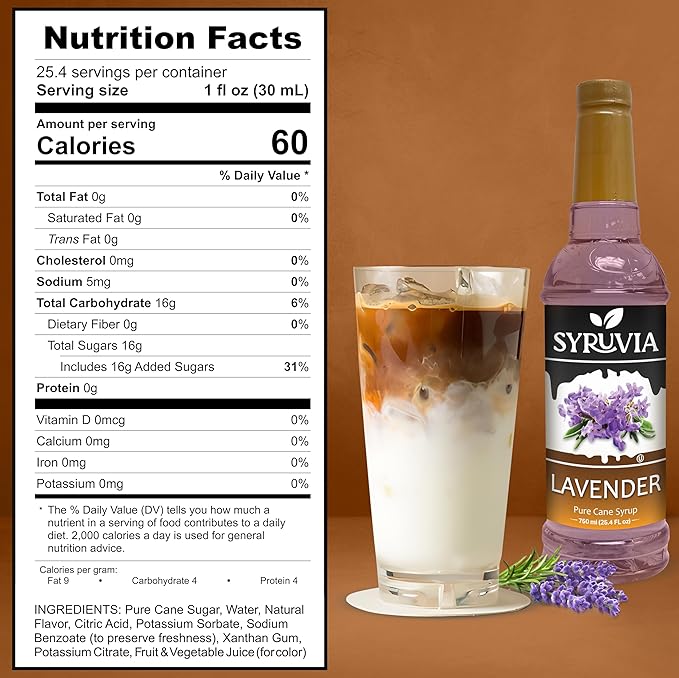 Syruvia Lavender Syrup for Coffee & Cocktails 25.4 Ounces Syrups for Coffee Drinks