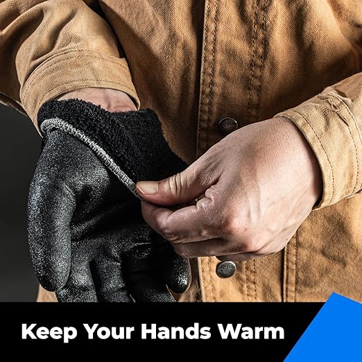 Waterproof Gloves for Men and Women, Freezer Gloves with Grip, Double Nitrile Dipped for Extreme Oil Repellent, for Construction, Mechanics, Mining, Plumbing, Black, Medium