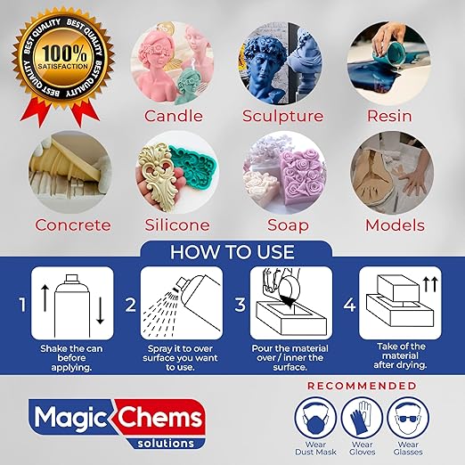 Silicone Mold Release Spray for Epoxy Resin (16.9 fl oz / 500ml) Mold Release Spray for Candle Making Releasing Agent for Silicone Molds (1 Pack Mega Size)