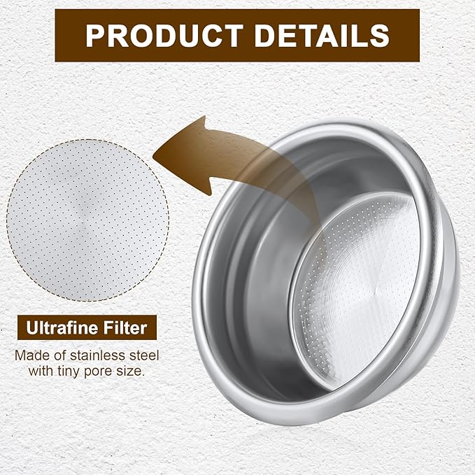 58mm Portafilter Basket,Metal Coffee Filter, Stainless Steel 58mm Basket Porous Double Cup Coffee Filter for Portafilter Coffees Machine,Paperless and Permanently Reusable