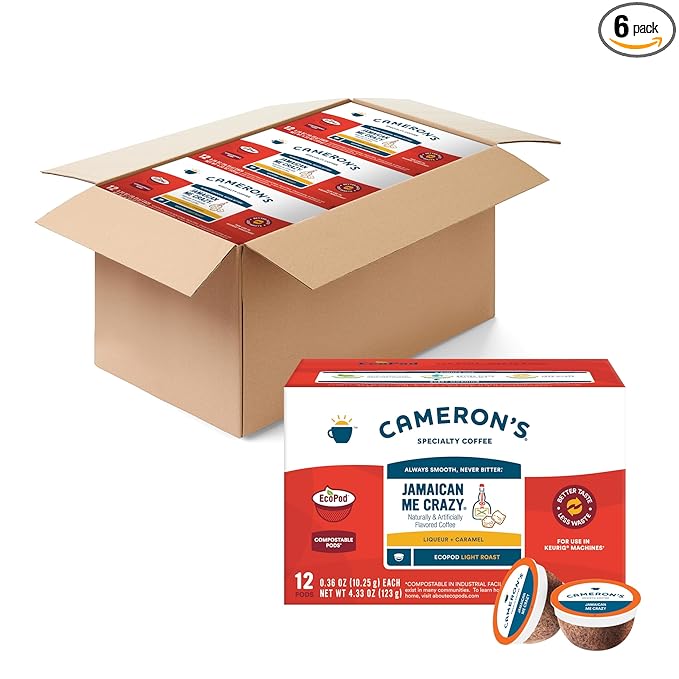 Cameron's Coffee Single Serve Pods, Jamaican Me Crazy Blend, 12 Count (Pack of 6)