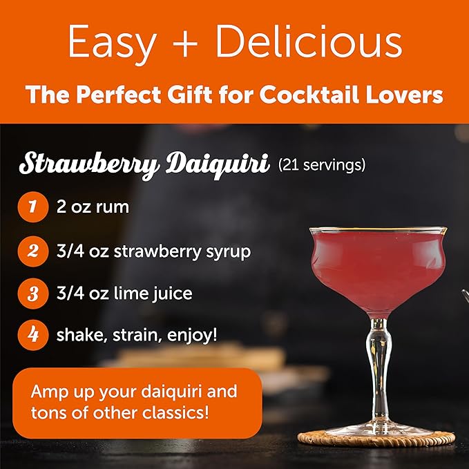 Shaker & Spoon Strawberry Syrup, 16oz Cocktail Syrup for Craft Cocktails, Mocktails, Non Alcoholic Drinks, Cocktail Mixers, Strawberry Lemonade, Soda Syrups