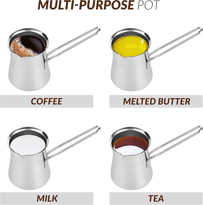Quality Turkish Coffee Pot - Turkish Coffee Maker, Chai Pot, Arabic Coffee Pot, Briki Greek Coffee Pot, Greek Briki, Turkish Coffee Cezve, Turkish Coffee Pot Ibrik (15oz)