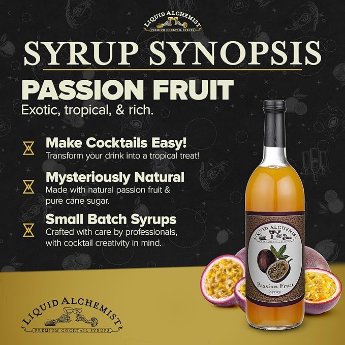 Liquid Alchemist Passion Fruit Syrup for Cocktails - Real Ingredients Make our Passion Fruit Puree for Cocktails the Perfect Margarita Mix - Non-GMO & Vegan (25 oz)
