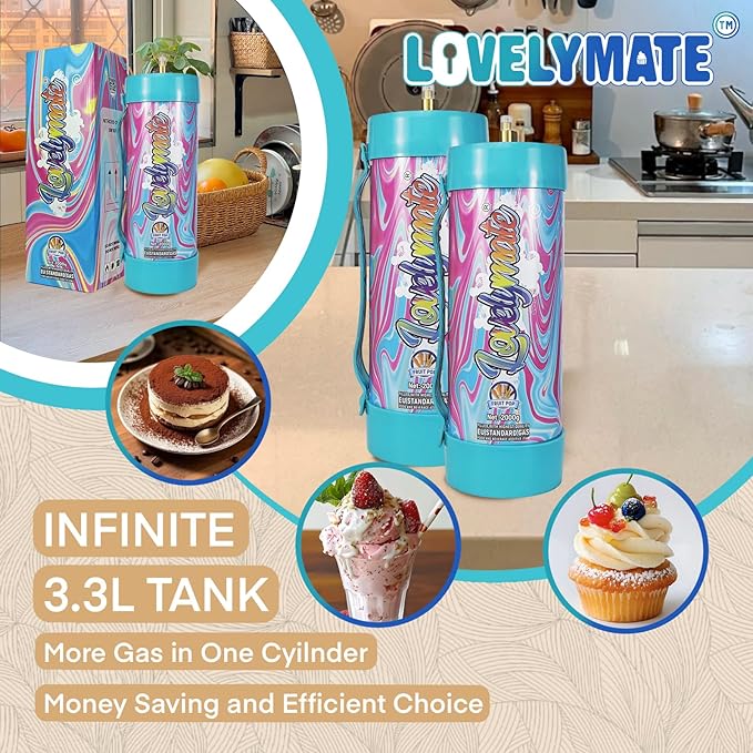 Whipped Cream Charger Tank 3.3L 2000G Whip Cream Charger Cylinder Food Grade Flavored (Tips Included) (6, Fruit pop)