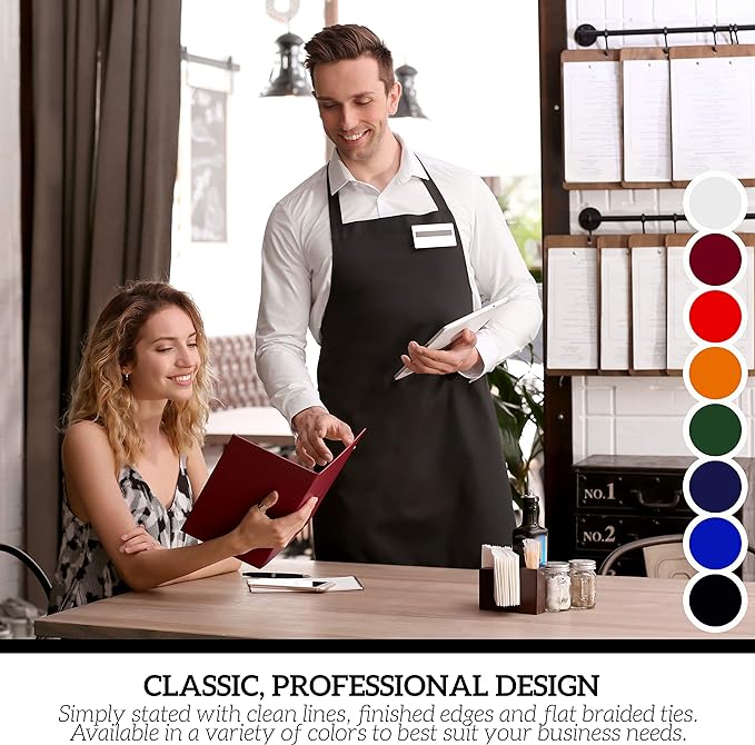GREEN LIFESTYLE 120 Pack Bib Aprons - Unisex Machine Washable Kitchen BBQ Aprons Bulk (Pack of 120, No Pockets, Black)
