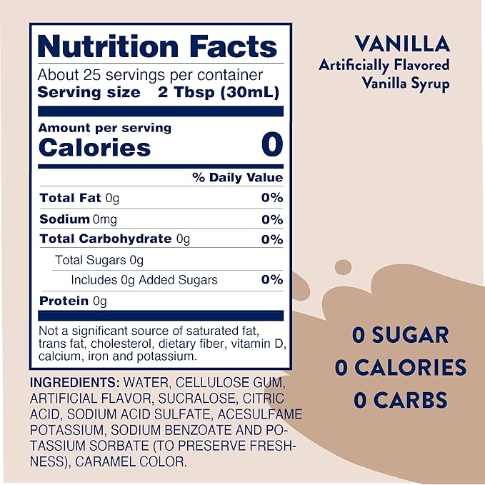Jordan's Skinny Syrup Sugar-Free, Vanilla, 25.4 Ounce