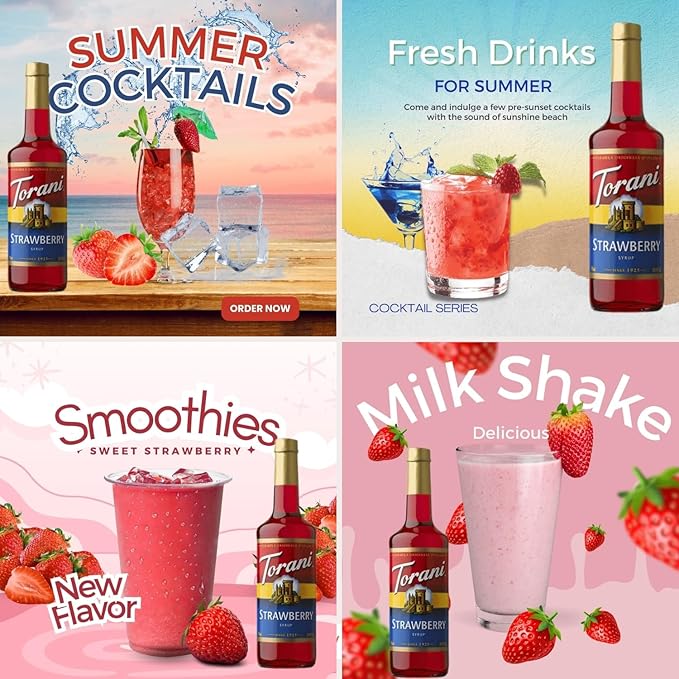 Original Bestsellers Syrup Variety 6-Pack - Vanilla, Peach, Strawberry, Coconut, Salted Caramel & White Chocolate - Coffee & Italian Soda Flavor Syrup with 6 Jimoco Dispenser Pumps