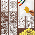 Yazhiji 8PCS Geometric Stencils for Painting, Reusable Large Size Geometric Painting Stencils Abstract Layering Stencil for Painting on Wood Canvas Furniture Wall Floor Decor Drawing DIY Art Supplies