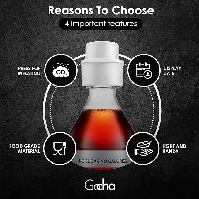 GOCHA | 2 PCS Vacuum Soda Bottle Stopper | Silicone Fizz Keeper | Carbonation Preserver for Soft Drinks & Beverages | Universal Leak-Proof Bottle Cap | (White)