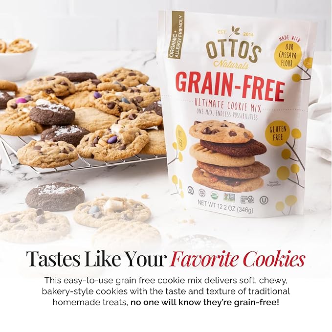 Otto's Naturals Grain-Free Ultimate Cookie Mix, 12.2 Oz., 6 Pack, Top 9 Allergen-Free, Versatile for Classic Baked Treats, Made with Organic Cassava Flour, Gluten Free, Non-GMO, Vegan, Plant-Based