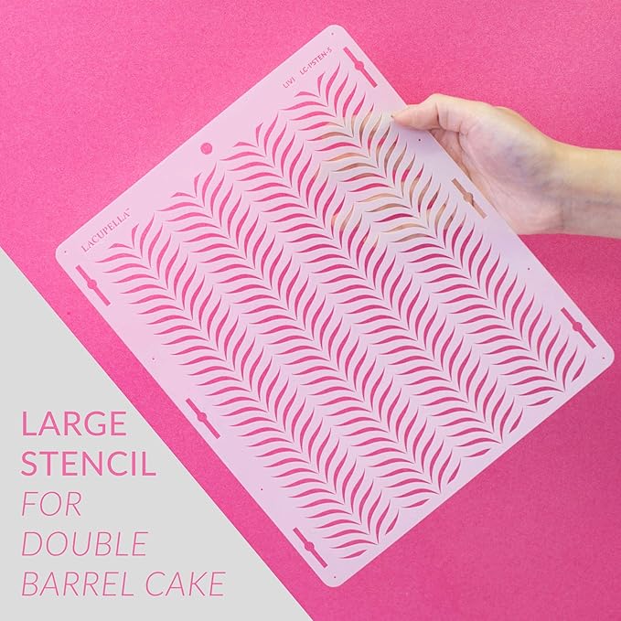 Cake Stencil - Seamless Delicate Pattern for Decorating Tall Double Barrel Cake to Use with Buttercream, Royal Icing, Ganache, Paint, Airbrush (Claris)