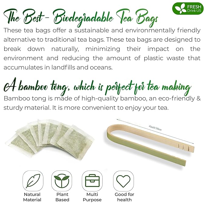 FreshDrinkUS, Premium 55 Sage Leaf Tea Bags, 100% Natural & Pure from Sage Leaves. Loose Leaf Herbal Tea. Made with Natural Material Tea Bags. No Sugar, No Caffeine, No Gluten, Vegan.