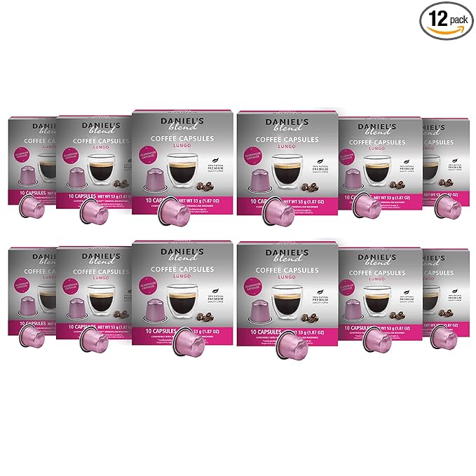 Daniels Blend Espresso Aluminum Capsules Compatible with Nespresso 120 Coffee Pods Single Server Kosher Certified Lungo