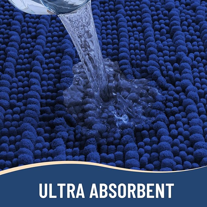 Arotive Luxury Chenille Bathroom Rug Mat, Extra Soft Thick Absorbent Shaggy Bath Rugs, Non-Slip Machine Wash Dry, Plush Bath Mats for Bathroom, Shower and Tub, 30x20, Royal Blue