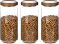Glass Storage Jars with Acacia Wooden Lid Set of 3, 34 OZ High Borosilicate Glass Containers Kitchen Food Canisters s for Coffee Beans/Sugar/Tea/Nuts