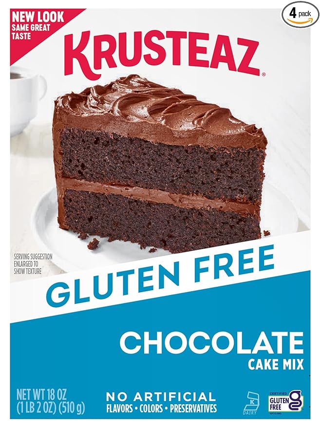Krusteaz Gluten Free Chocolate Cake Mix, No Artificial Flavors, Colors, or Preservatives, 18 Ounce(Pack of 4)