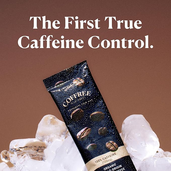COFFREE Organic Instant Coffee Packets - 100% Caffeine, Low Acid, Mold Free Coffee Made with Medium Roast Arabica Coffee Beans - Smooth & Rich Taste - Hot or Cold Single Serve Packets 24 Pack Box