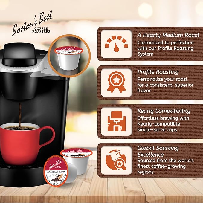Boston’s Best - Colombian Blend Delectable Gourmet Coffee, Bold Medium Roast Compatible with Keurig Coffee Maker - 1 Count (42 Single Serve Cups)