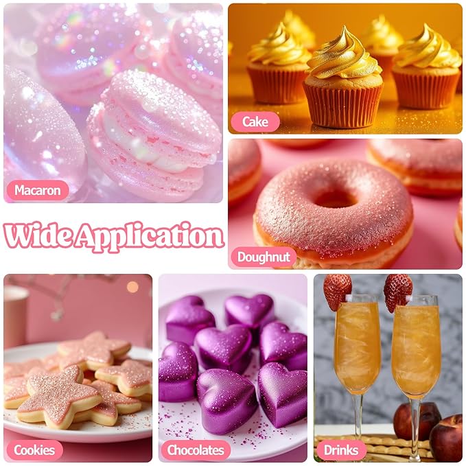 Nomeca Edible Glitter for Drinks Cakes, 8 grams Food Grade Luster Dust Sprinkles Glitter for Cake Decorations, DIY Cocktails, Beverages & Cake Decorating, Dessert Cake Topper (5-Sakura Pink)
