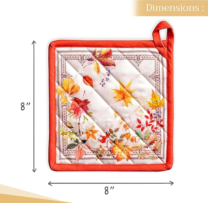 Maison d' Hermine Pot Holders Set 100% Cotton Heat Resistant Potholders 8" x 8" Hot Pads with Loop BBQ, Cooking, Baking, Grilling, Kitchen, Handling Hot Pans (Pack of 2, Amarante)