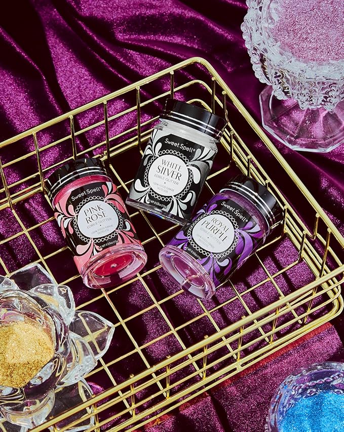 Sweet Spell Edible Glitter (15g) - Shimmer Sparkles for Drinks, Cakes, Cocktails - 100% Edible & Food Grade Glitter, Vegan, Gluten-Free (White Silver)