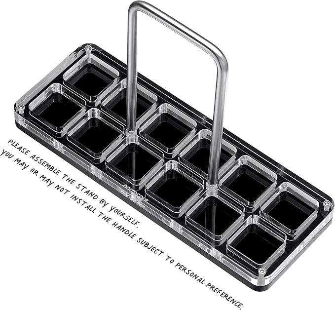 Normcore Single Dose Coffee Bean Storage Containers - 12 Tubes Espresso Bean Cellars with Stand & Hopper - One-Way Exhaust Valve - Capacity 25-28g - Lt Smoke Grey