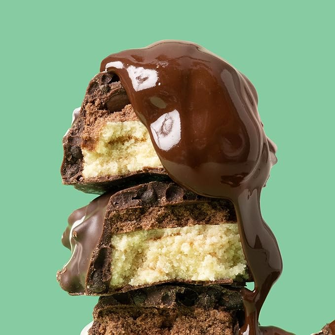 FITCRUNCH Full Size Protein Bars, 6-Layer Baked Bar, 7g of Sugar, Gluten Free & Soft Cake Core (12 Bars, Mint Chocolate Chip)