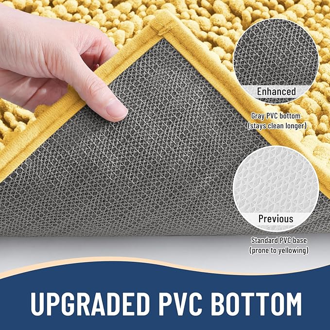 Arotive Luxury Chenille Bathroom Rug Mat, Extra Soft Thick Absorbent Shaggy Bath Rugs, Non-Slip Machine Wash Dry, Plush Bath Mats for Bathroom, Shower and Tub, 47x17, Yellow