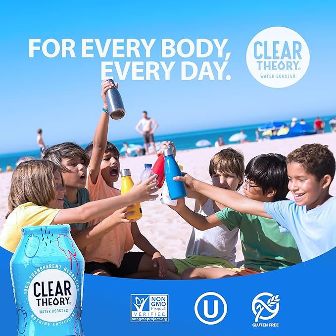 Clear Theory Water Flavoring Drops with Electrolytes – Electrolyte Drink Mix, [Blue Raspberry] Water Enhancer for Kids & Adults, Sugar-Free, Vegan, Gluten-Free, 2-Pack (1.62 fl oz Bottles)