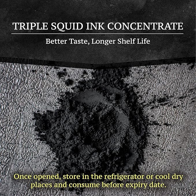 Black Hut Squid Ink Powder, Food Coloring for Rice Noodles Pasta Spaghetti Risotto, Nero Di Seppia, Tinta de Sepia, Halal Certificate, Contains Molluscs, 1.76oz / 50g (Pack of 1)