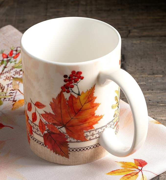 Maison d' Hermine Coffee Mug with Handles Fine Bone China Mugs Pack of One Tea Cups for Hot Beverages Cappuccino Latte Home Restaurant Office Perfect for Gift (Amarante - Charmille, 15 Ounce)