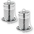 2 Pack Reinmoson Tea Strainers for Loose Tea, Extra Fine Mesh Tea Infuser, 304 Stainless Steel & Updated Slim Threaded Lid, Loose Leaf Tea Steeper for Black Tea, Rooibos, etc