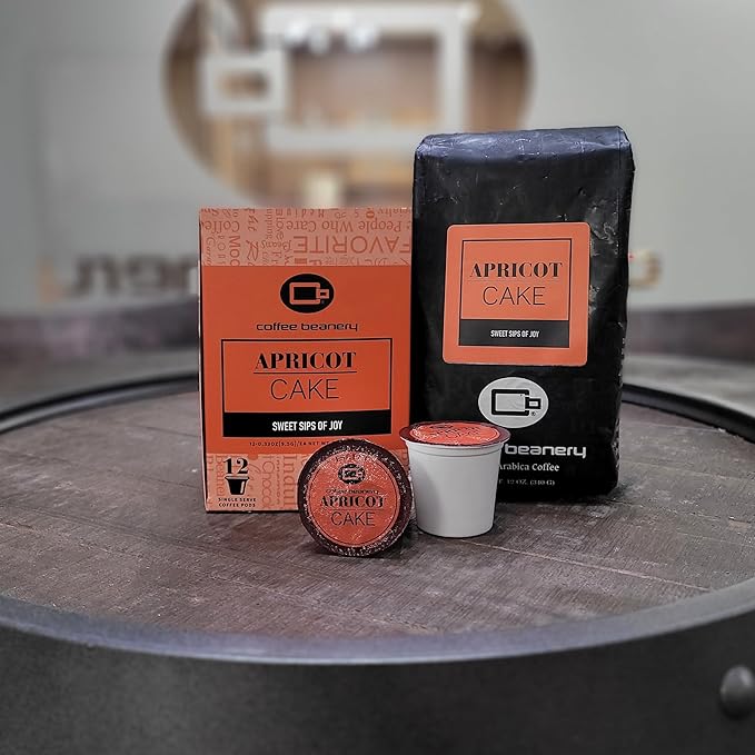Apricot Cake Coffee by Coffee Beanery | 12oz Flavored Coffee Ground Medium Roast Coffee| 100% Specialty Arabica Coffee Ground | Gourmet Coffee | Flavored Ground Coffee Medium Roast