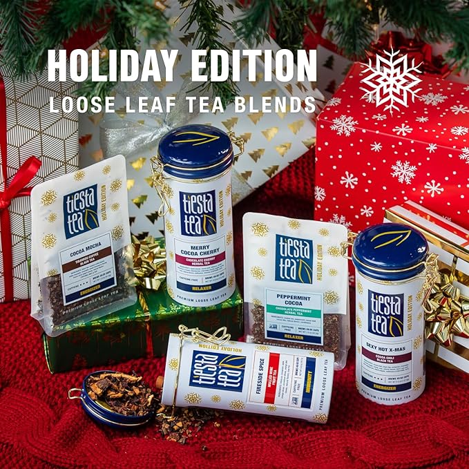 Tiesta Tea - Cozy Peppermint Cocoa, Loose Leaf, Chocolate Peppermint Herbal Tea, Premium Non-Caffeinated Holiday Blend, Make Hot or Iced & Up to 25 Cups, 1.5oz Resealable Pouch