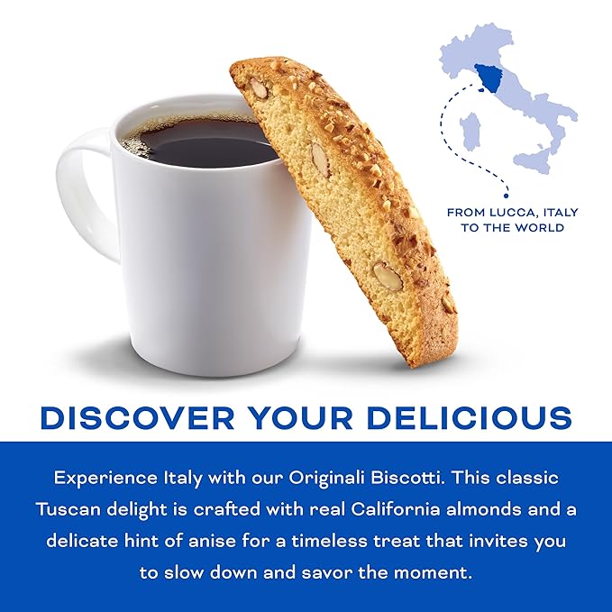 Nonni's Originali Classic Almond Biscotti Cookies – Individually Wrapped Italian Coffee Snack, Crunchy Twice-Baked, 80 Cal Each, 17.25 oz Carton, 4 Pack