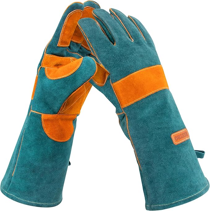 BEETRO 932℉ Heat Resistant Forge/Mig/Stick Welding Gloves for Oven/Grill/Fireplace/Furnace/Stove/Pot Holder/Wood Burner