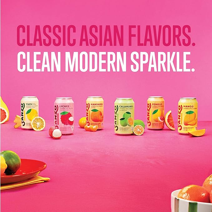 Sanzo Flavored Sparkling Water Variety Pack - Yuzu Lemon Soda, Calamansi Lime Seltzer Water, Pomelo Grapefruit Soda, Mango Sparkling Drink, Lychee Carbonated Drinks, Mandarin Orange - 12oz, 12 Pack