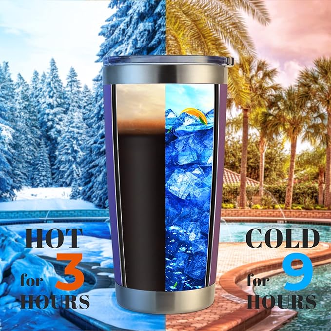 DOMICARE 20oz Stainless Steel Tumbler Bulk with Lid, Double Wall Vacuum Insulated Travel Mug, Powder Coated Coffee Cup (Powder Purple, 4)