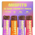 Misfits Protein Bars - High Protein Candy Bars | Gluten Free Plant Based, Low Sugar & Carb, High Fiber Snacks | Variety Pack of 12 (4 Flavors)