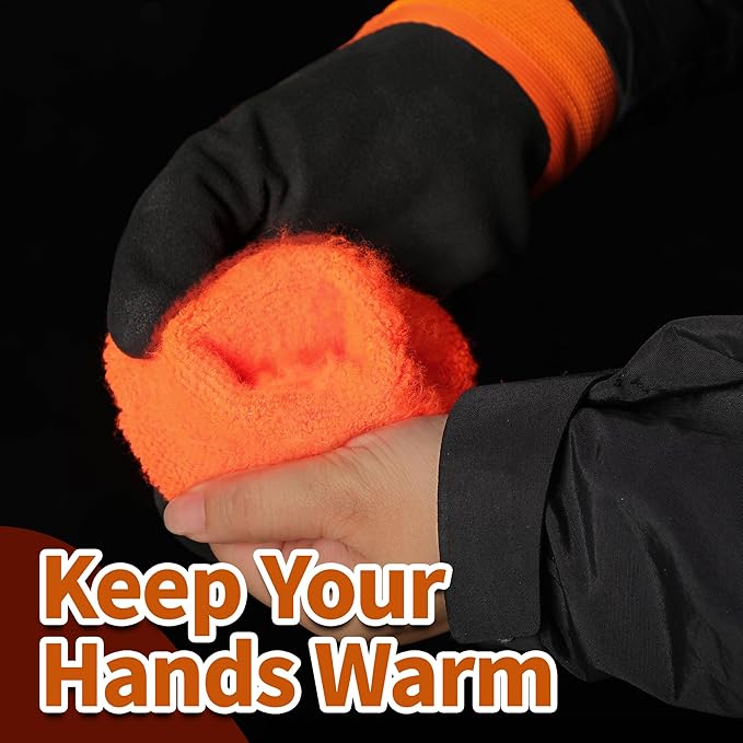 Schwer 2 Pairs FreezeGuard Winter Work Gloves, ANSI A2 Cut Resistant Freezer Gloves for Outdoor Cold Weather Keep Hands Warm, Waterproof Gloves for Shoveling Snow, Ice Fishing, L