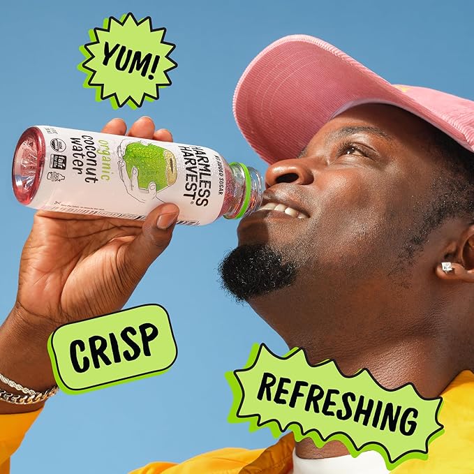 Harmless Harvest Organic Coconut Water 10 Fl Oz, 12 Pack – Natural Electrolyte Hydration Drink, No Sugar Added, Original Coconut Water, Non-GMO & Fair for Life Certified