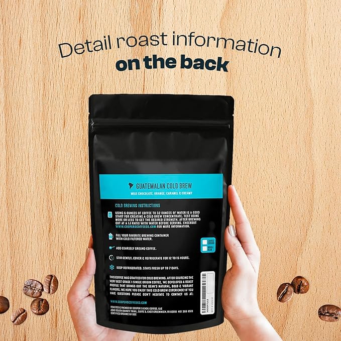 Guatemala Organic Cold Brew Coffee, Single Origin, Gourmet Beans, Tasting Notes of Milk Chocolate, Creamy Caramel & A Hint of Orange, Medium Roast Coarse Ground Beans, 16 oz Coffee Bag