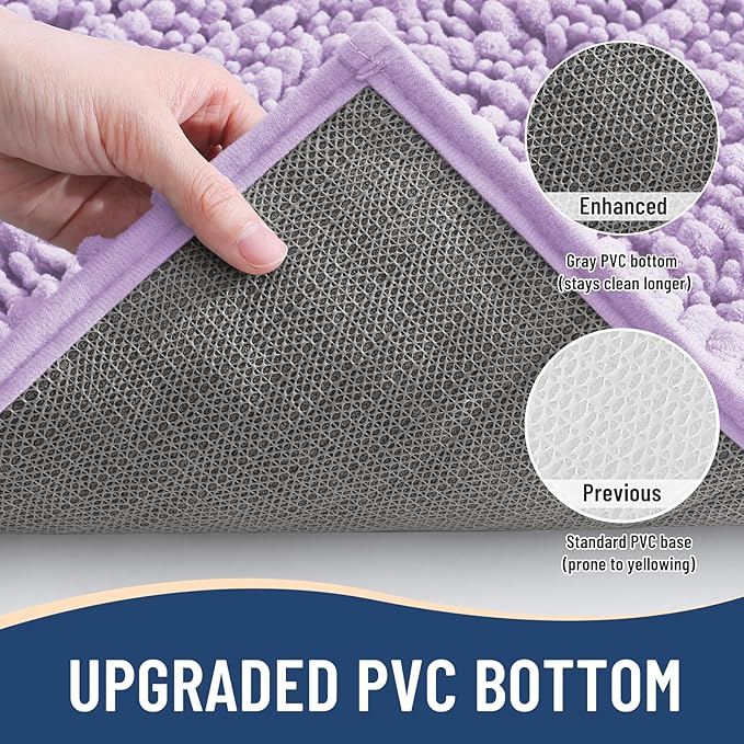 Arotive Luxury Chenille Bathroom Rug Mat, Extra Soft Thick Absorbent Shaggy Bath Rugs, Non-Slip Machine Wash Dry, Plush Bath Mats for Bathroom, Shower and Tub, 30x20, Light Purple