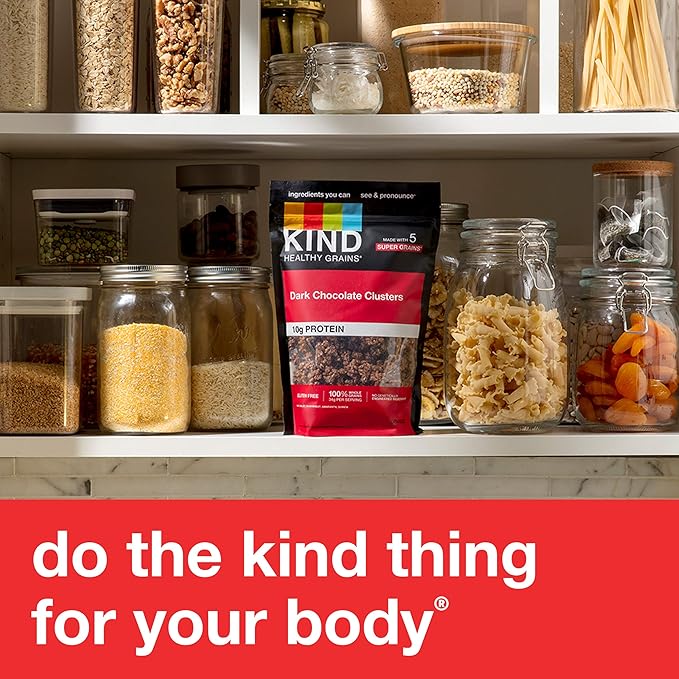 KIND Healthy Grains Clusters, Dark Chocolate Granola, Gluten Free, 10g Protein, 11 Ounce (Pack of 3)