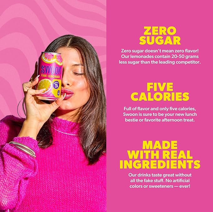 Swoon Lemonade Variety Pack - Low Carb, Paleo-Friendly, Gluten-Free Keto Drink - Zero Sugar Drinks Made with 100% Natural Lemon Juice Concentrate & Sweetened by Monk Fruit, 12 Fl oz (Pack of 12)