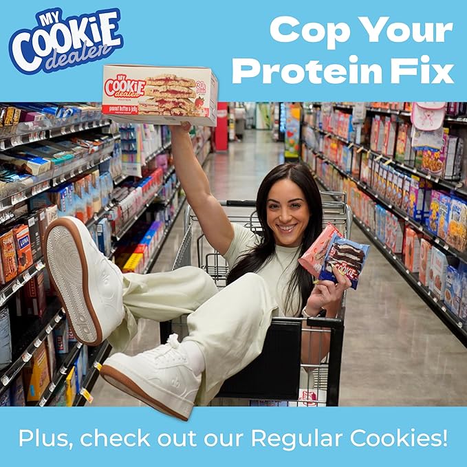 My Cookie Dealer Protein Cookies, Bite-Sized Crunchy Chocolate Chip Cookies (5oz, Pack of 6) - 25g Protein per Bag - Individually Wrapped Workout Snacks for On-The-Go Travel, Vegan